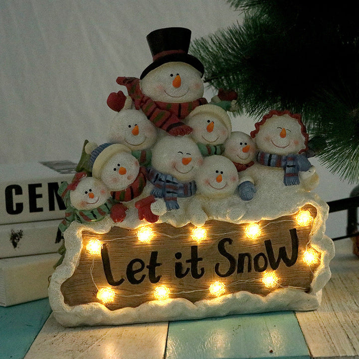 Christmas Snowman Decorations With Cozy LED Lights