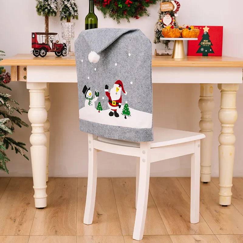 Christmas Chair Cover Santa Hat Festive Dining Decor