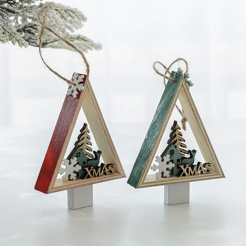 Wooden Christmas Tree Pendants for Rustic Holiday Charm