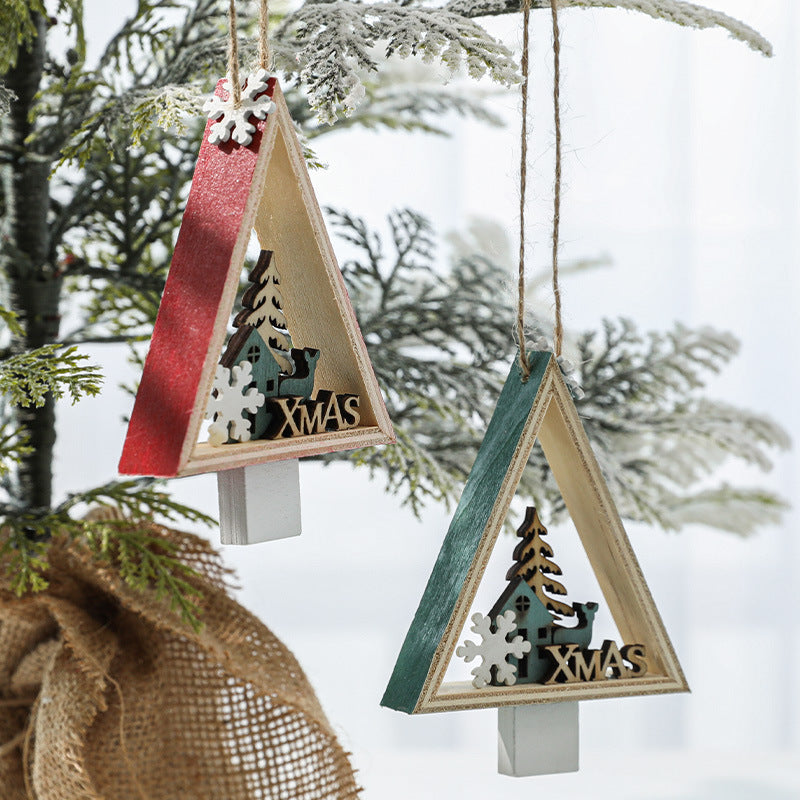 Wooden Christmas Tree Pendants for Rustic Holiday Charm