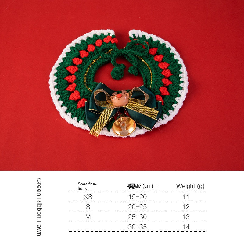 Christmas Pet Collar With Handmade Knitted Holiday Style