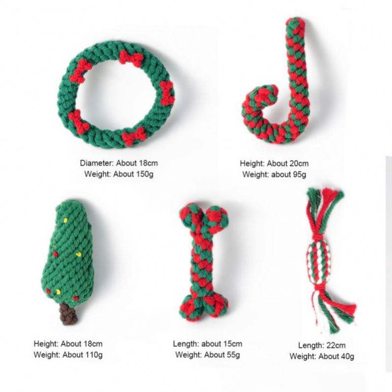 Christmas Dog Rope Toy Set for Chewing and Tugging