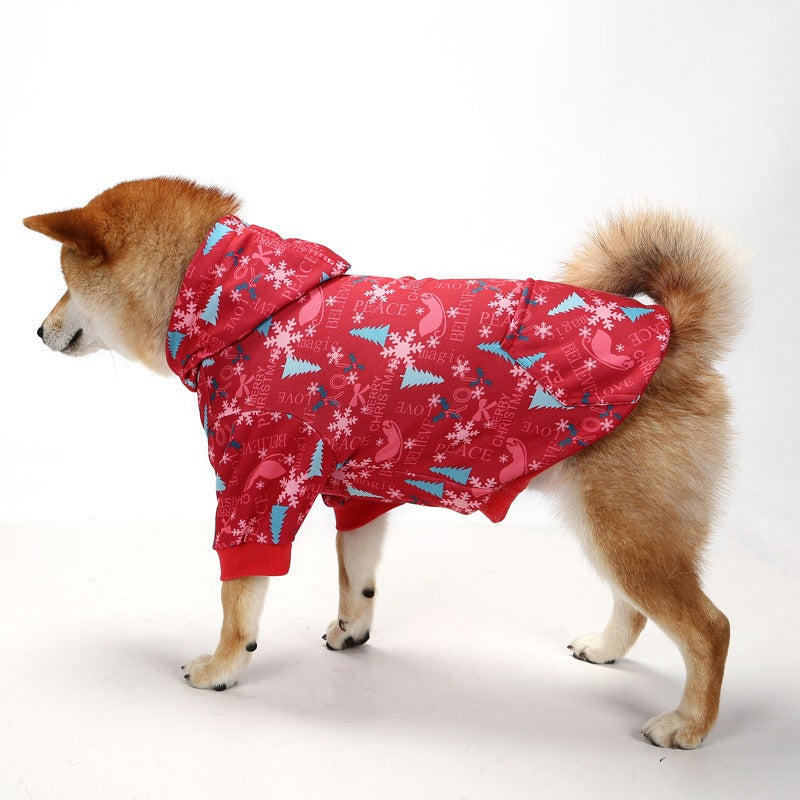 Christmas Plaid Dog Hoodie for Cozy Winter Walks and Photos