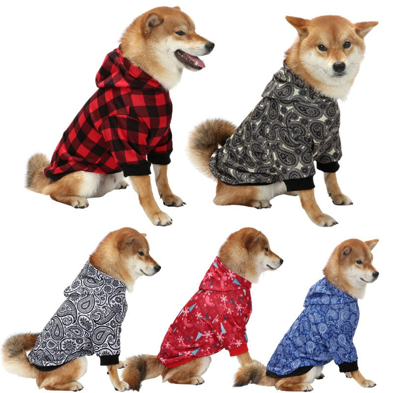Christmas Plaid Dog Hoodie for Cozy Winter Walks and Photos
