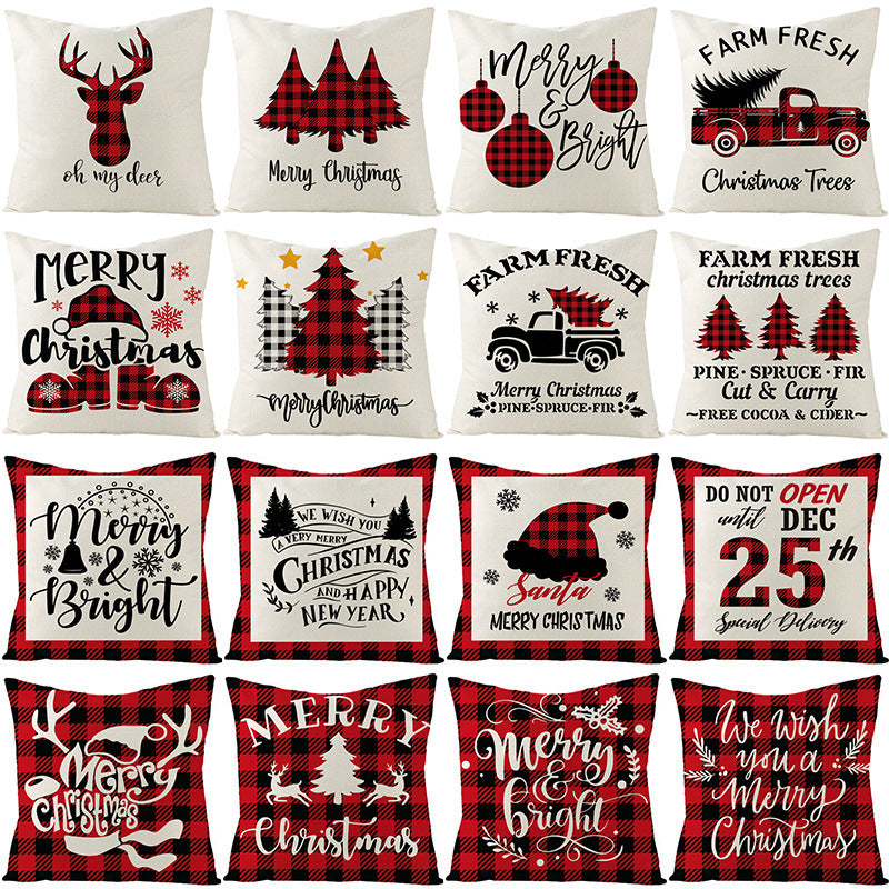 Christmas Pillow Cover Red Black Plaid Rustic Decor