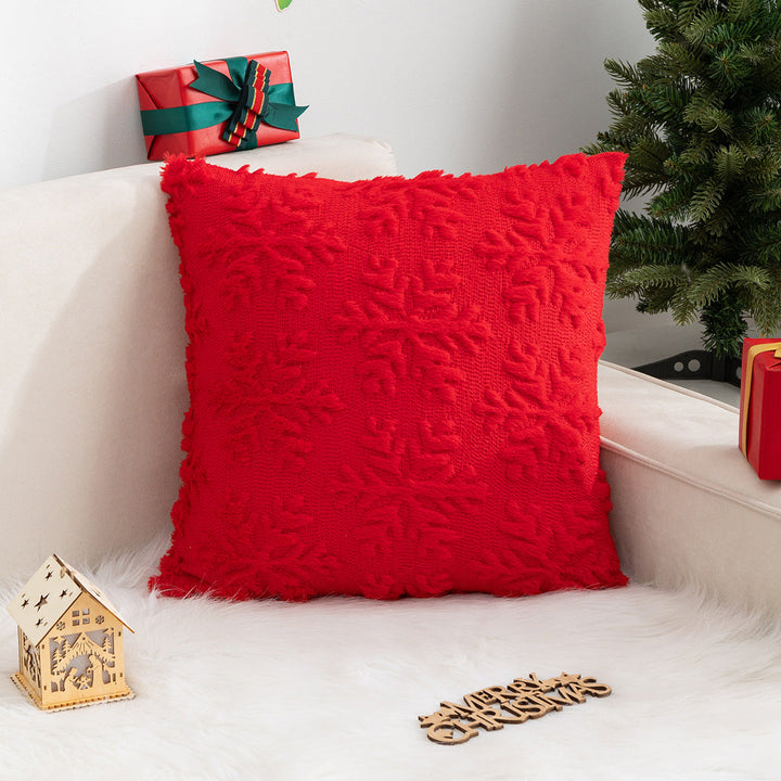 Christmas Pillow Cover Plush Snowflake Tree Sofa Decor