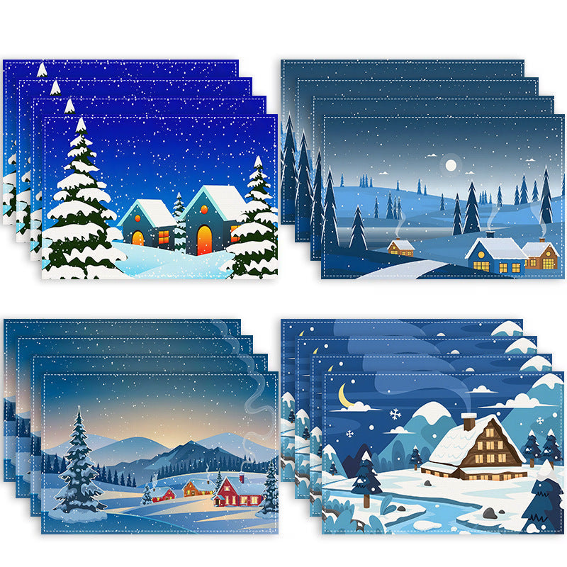 Christmas Placemat Winter Scenery Dining Table Decor