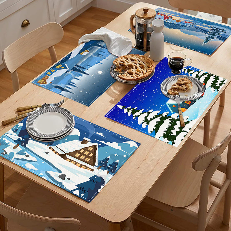 Christmas Placemat Winter Scenery Dining Table Decor