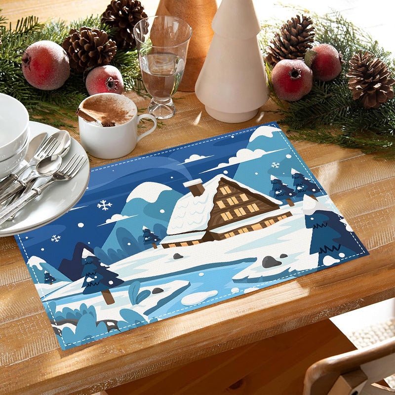 Christmas Placemat Winter Scenery Dining Table Decor
