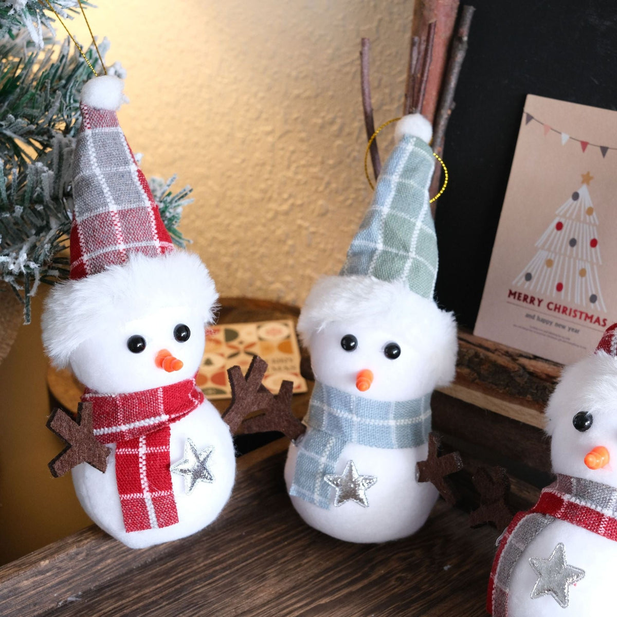 Christmas Plaid Snowman Ornaments for Festive Cheer