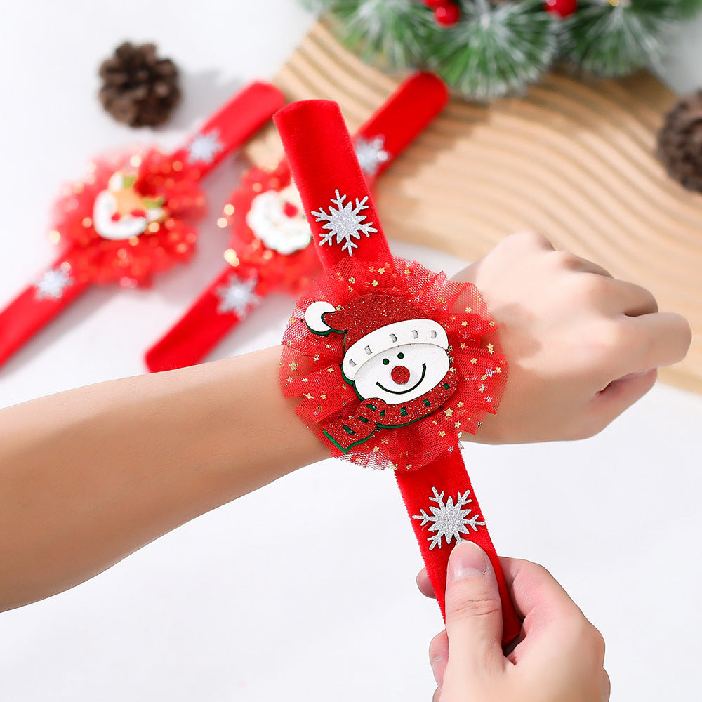 Christmas Plush Bracelet With Reindeer Holiday Charm