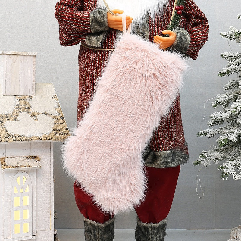 Christmas Plush Stocking Gift Holder for Cozy Decor