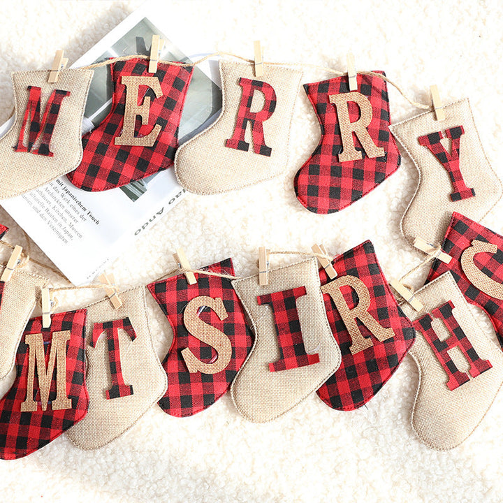 Christmas Stocking Banner for Rustic Holiday Mantels