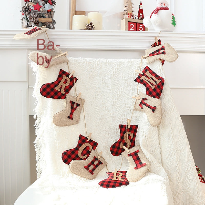 Christmas Stocking Banner for Rustic Holiday Mantels
