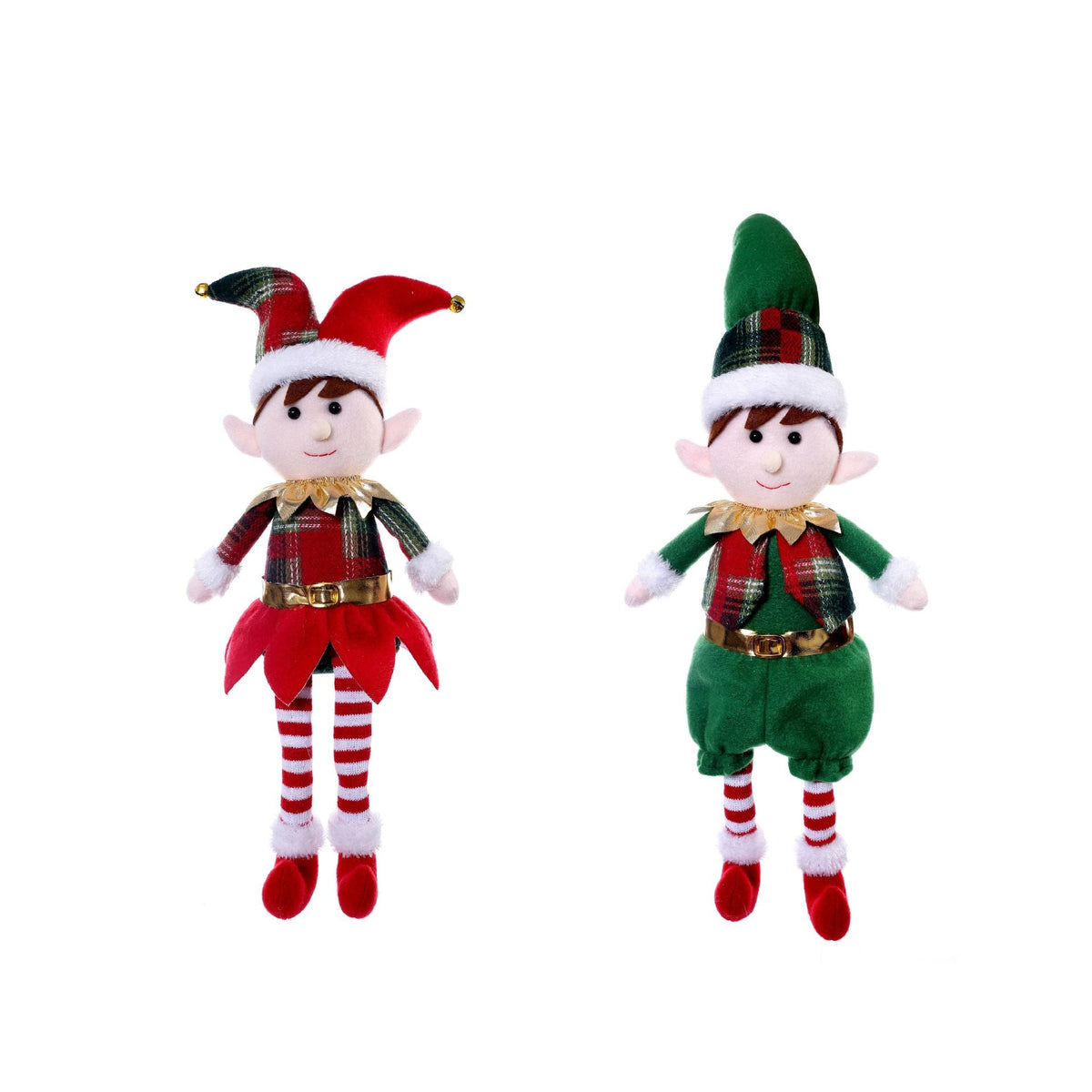 Christmas Elf Doll Pair for Playful Mantel Displays