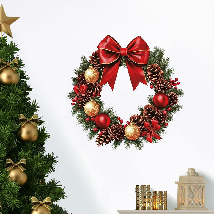 Christmas Wall Sticker — Traditional Wreath Look