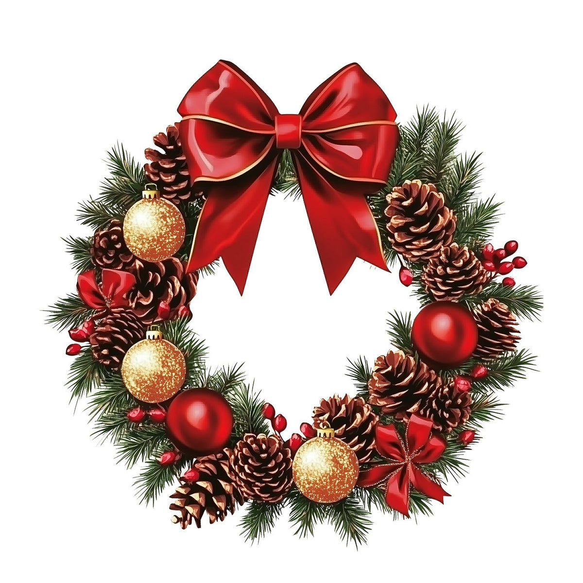Christmas Wall Sticker — Traditional Wreath Look