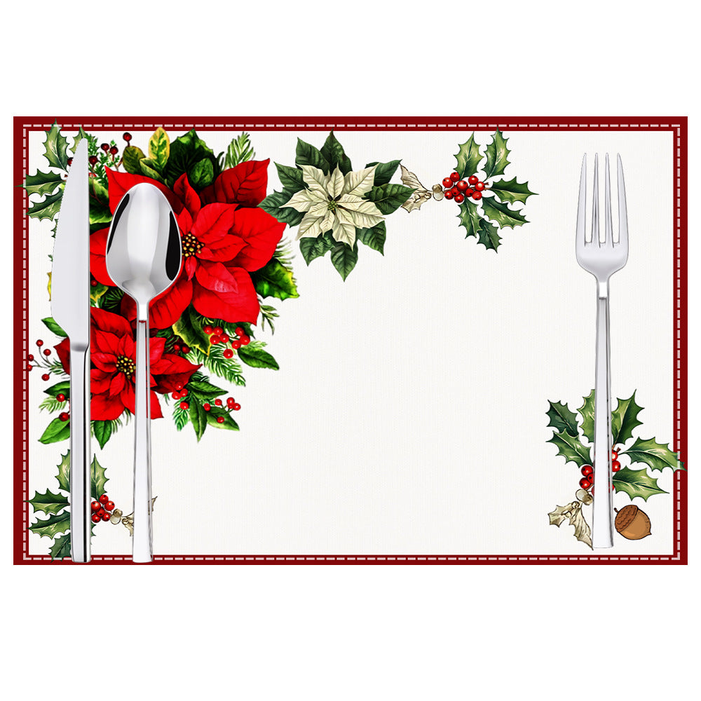 Christmas Table Mats With Festive Poinsettia Decor