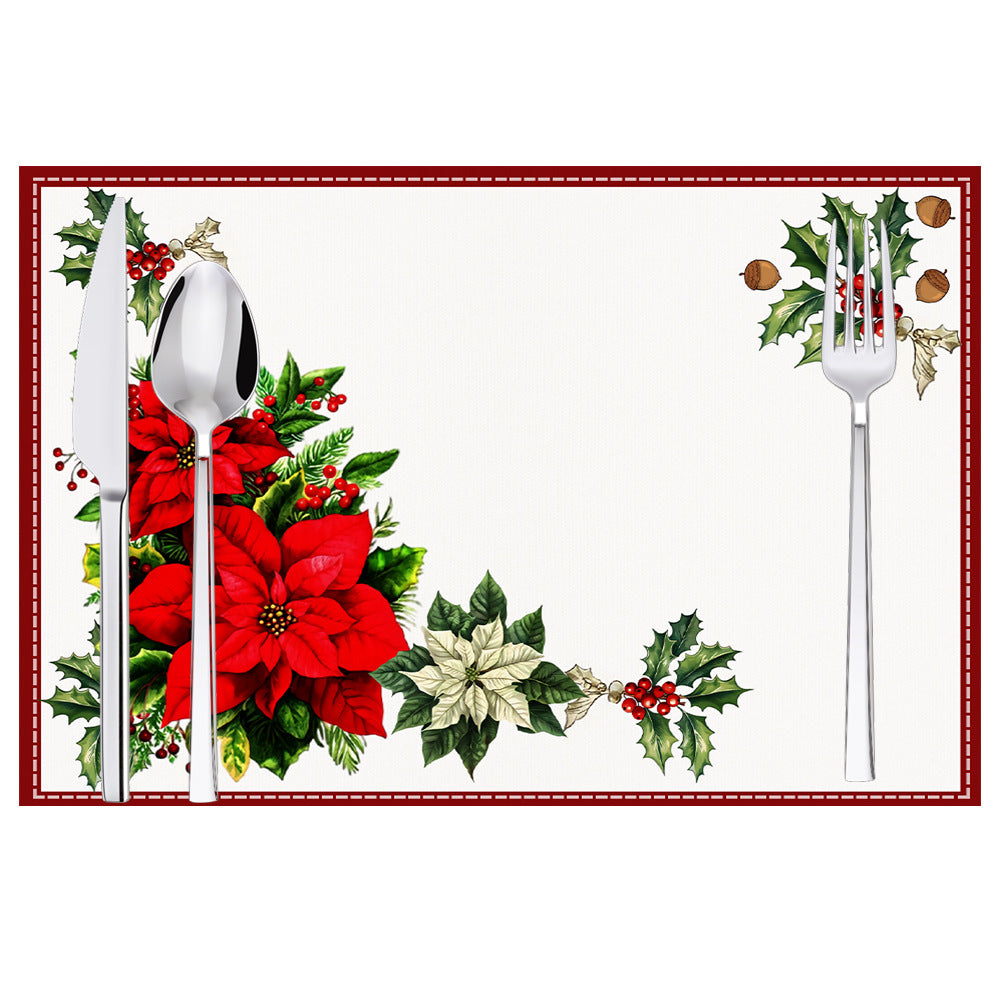 Christmas Table Mats With Festive Poinsettia Decor