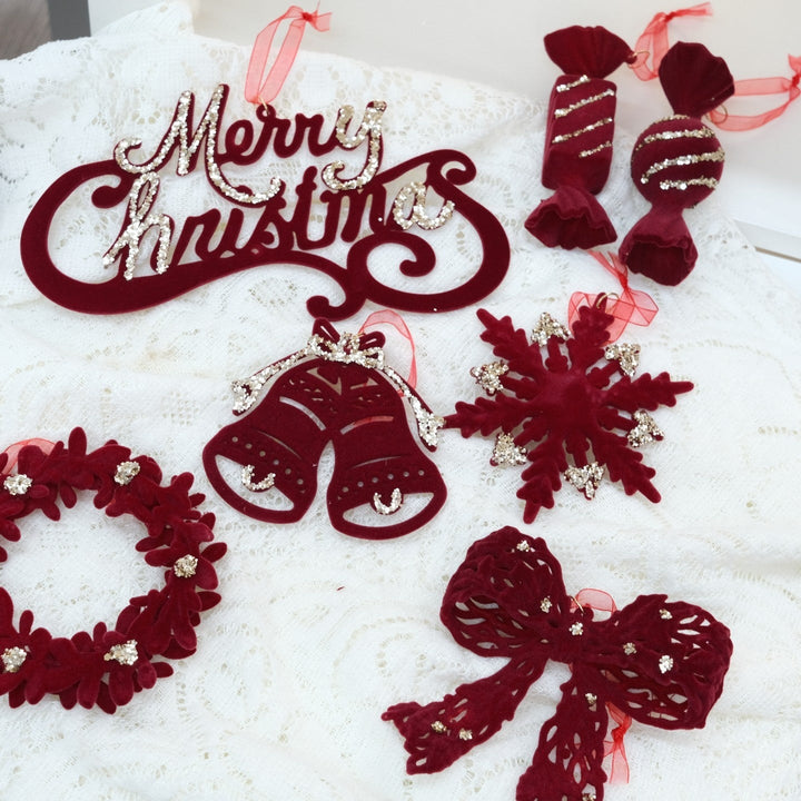 Christmas Door Hanger Wreath Set for Rich Red Holiday Decor