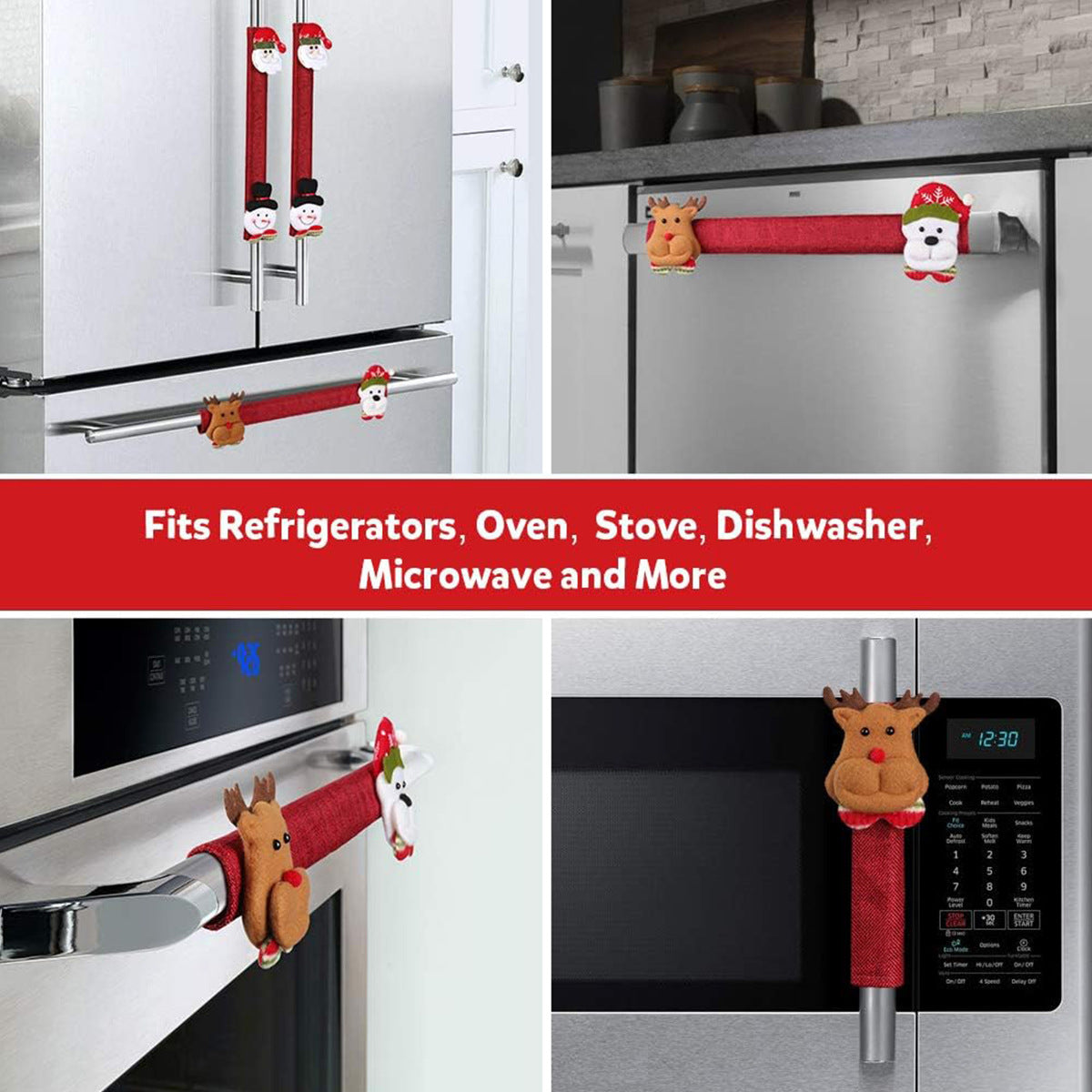Christmas Appliance Handle Covers Set of 8 for Cheer