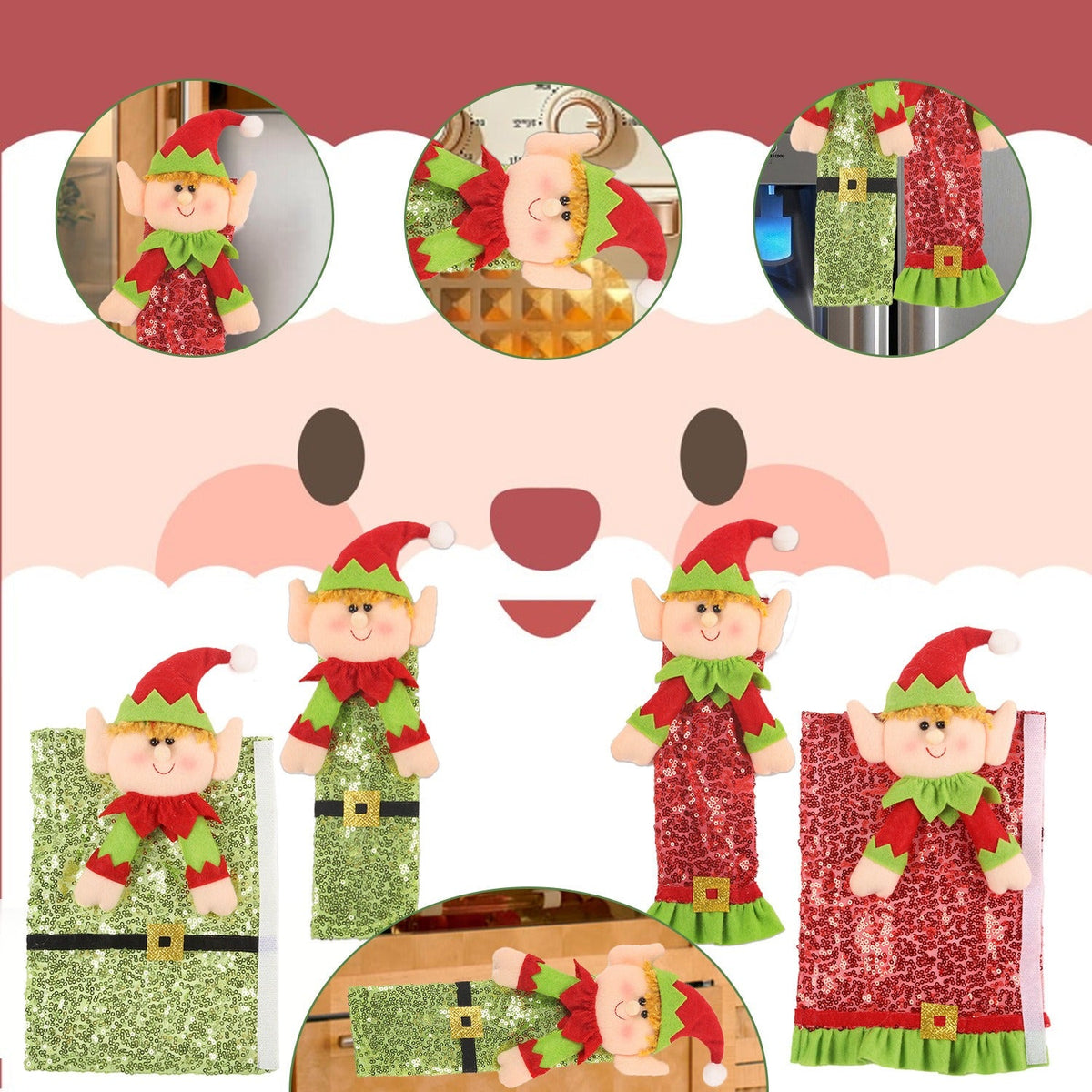Christmas Refrigerator Handle Covers for Festive Decor