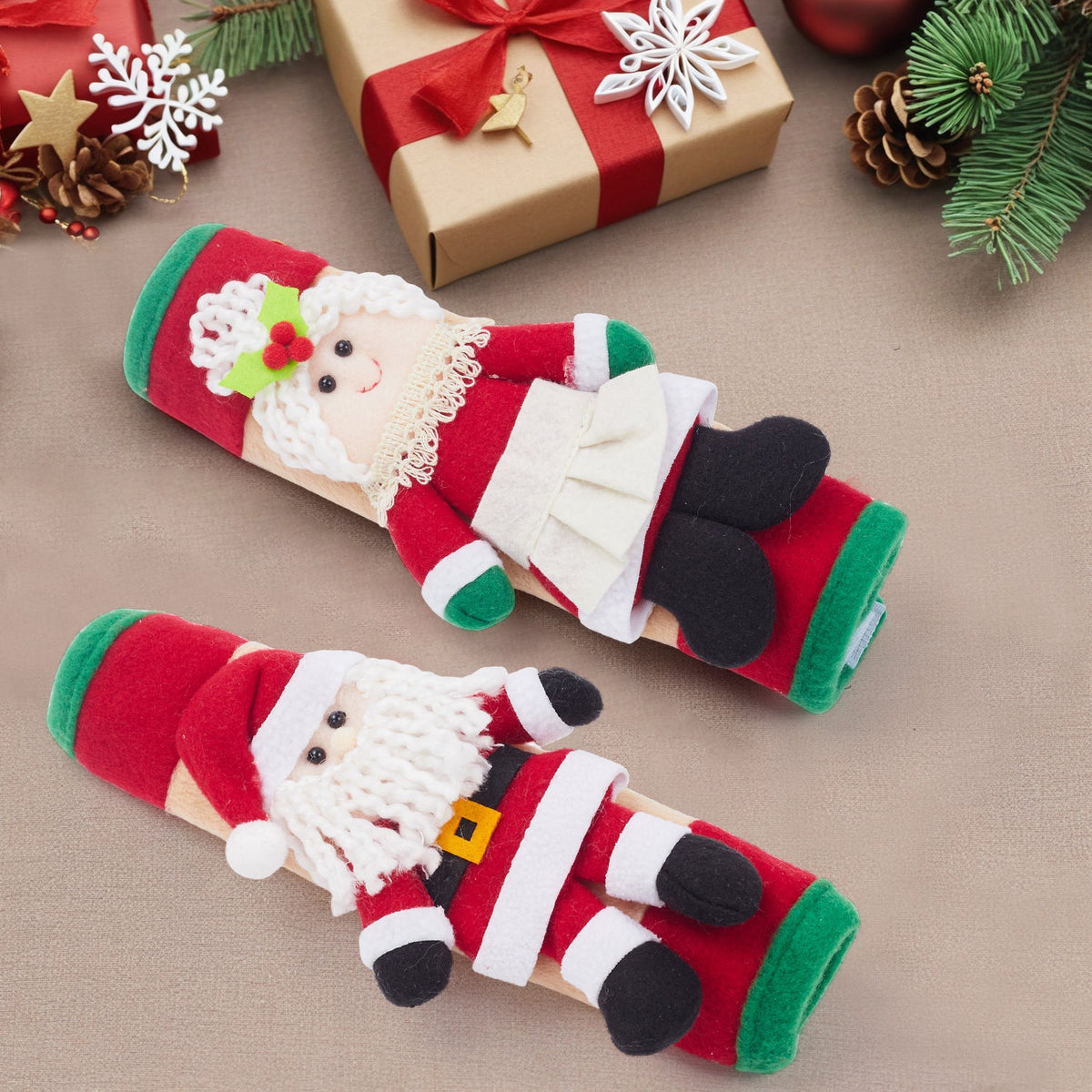 Christmas Refrigerator Handle Covers | Santa & Mrs. Claus