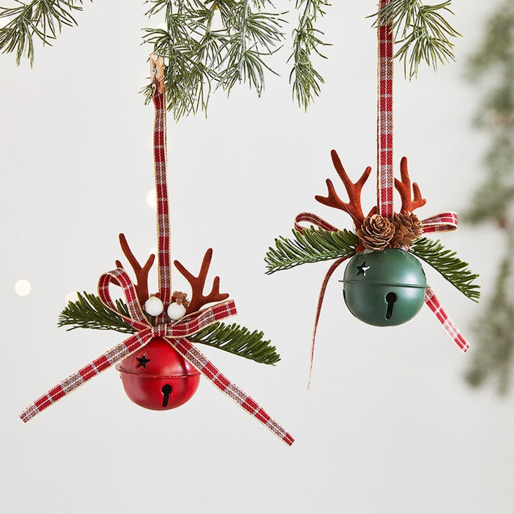 Christmas Reindeer Bell Ornament for Rustic Holiday Decor