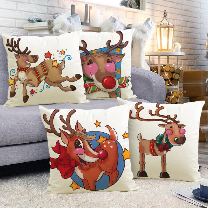 Christmas Reindeer Pillow Cover Cozy Holiday Decor