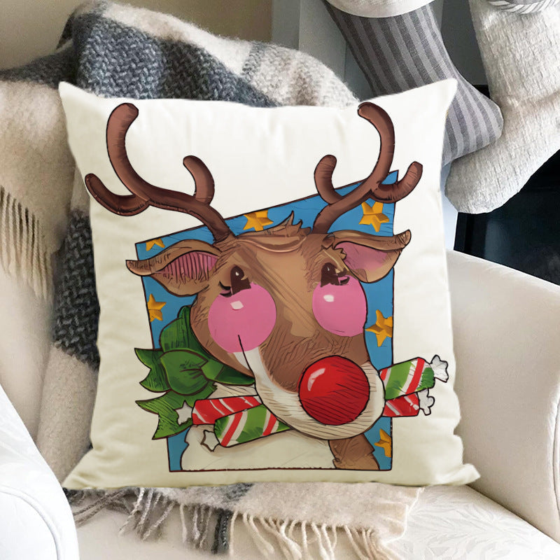 Christmas Reindeer Pillow Cover Cozy Holiday Decor