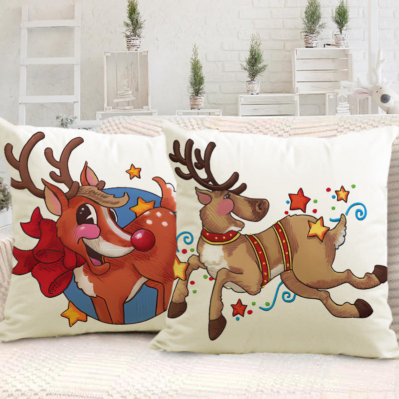 Christmas Reindeer Pillow Cover Cozy Holiday Decor