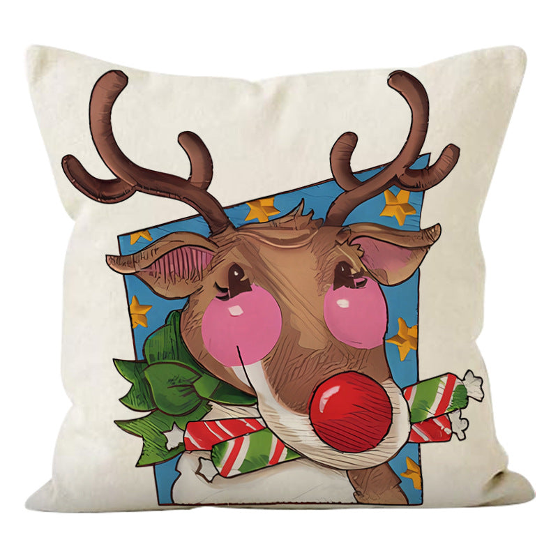 Christmas Reindeer Pillow Cover Cozy Holiday Decor