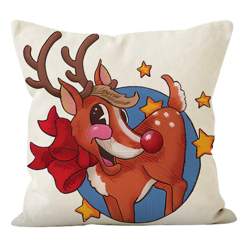 Christmas Reindeer Pillow Cover Cozy Holiday Decor