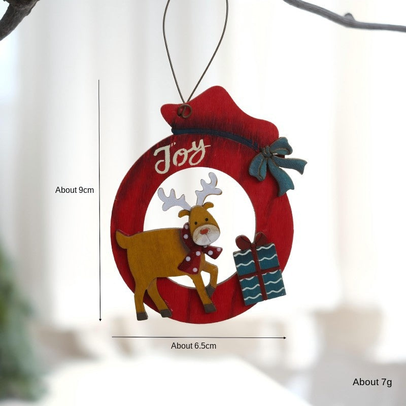Retro Wooden Christmas Ornaments 4-Piece Holiday Set