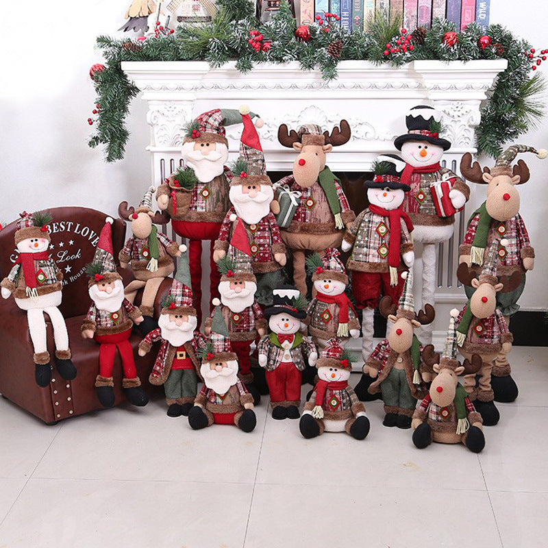 Christmas Plaid Retractable Doll Decoration, Adjustable