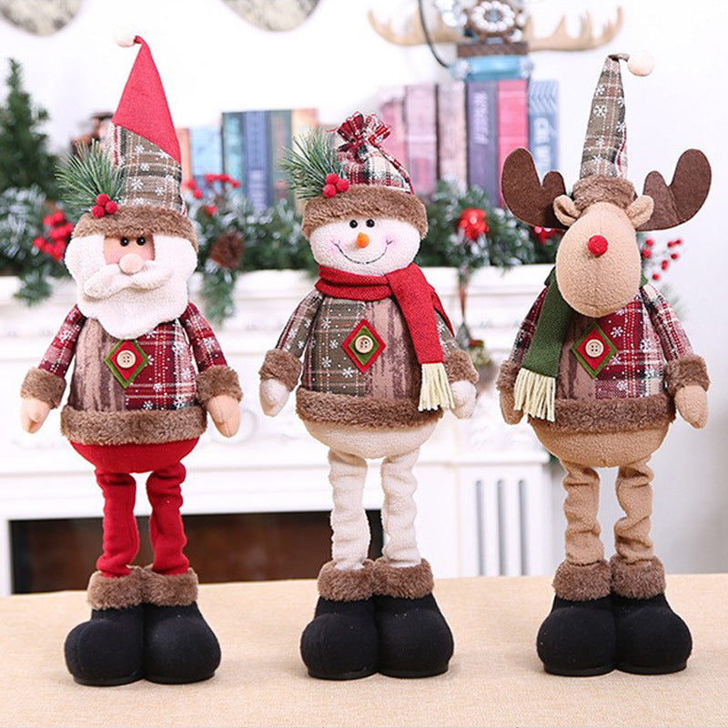 Christmas Plaid Retractable Doll Decoration, Adjustable