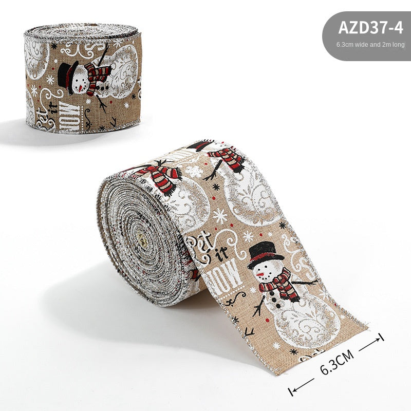 Christmas Linen-Style Ribbon for Rustic Gift Wrapping