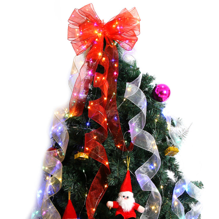 Christmas Ribbon LED String Lights for Tree Glow Decor