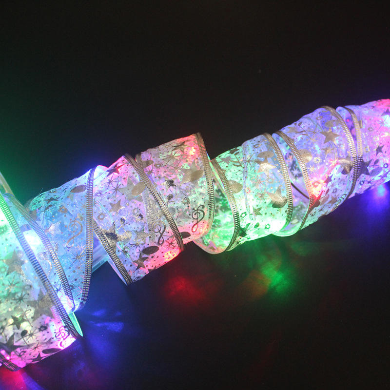Christmas Ribbon LED String Lights for Tree Glow Decor