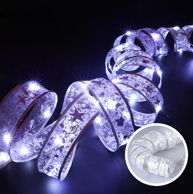 Christmas Ribbon LED String Lights for Tree Glow Decor