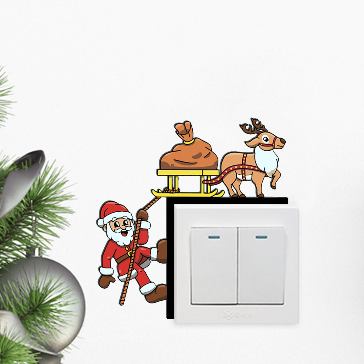 Christmas Light Switch Stickers – Santa & Reindeer Decor