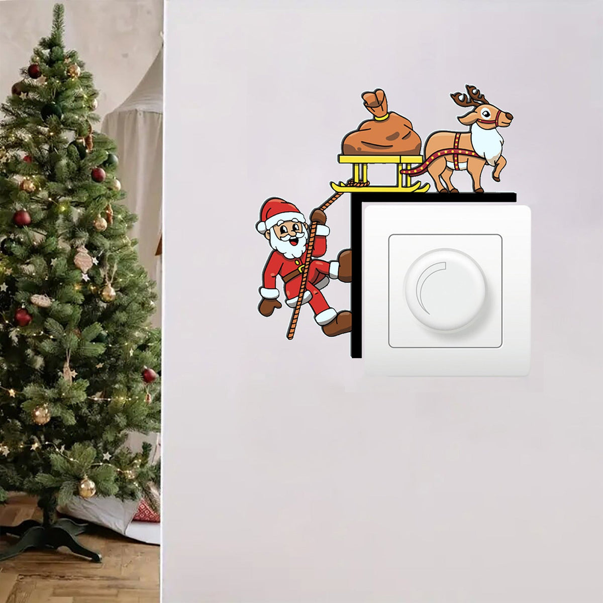 Christmas Light Switch Stickers – Santa & Reindeer Decor