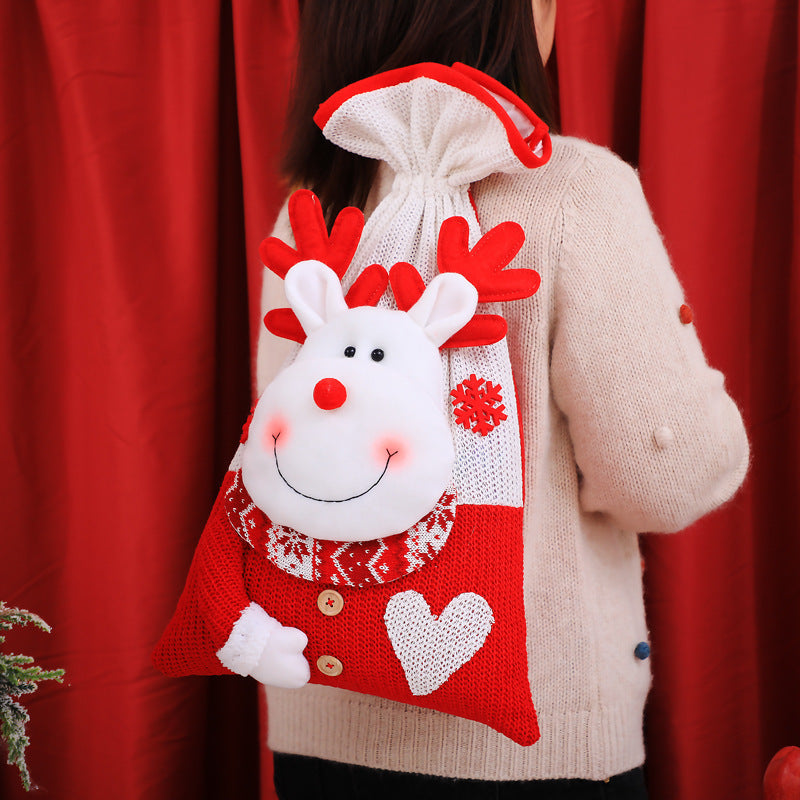 Plush Santa & Reindeer Christmas Gift Bags Set of 2
