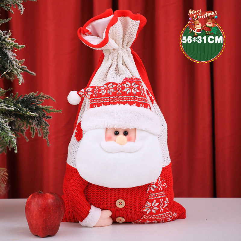 Plush Santa & Reindeer Christmas Gift Bags Set of 2