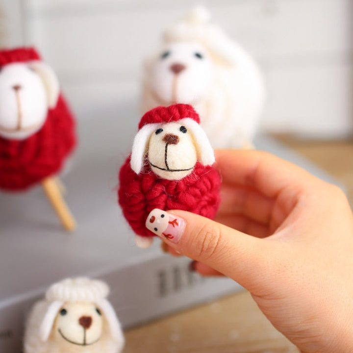 Felt Sheep Christmas Ornaments - Cozy Handmade Desk Decor