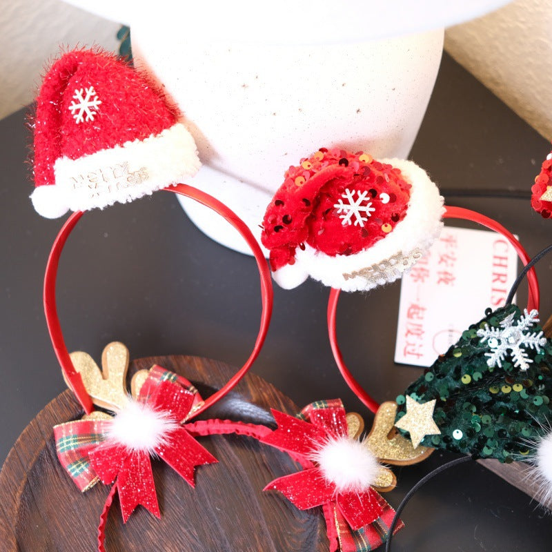 Christmas Sequin Bow Headband | Festive Photo Prop
