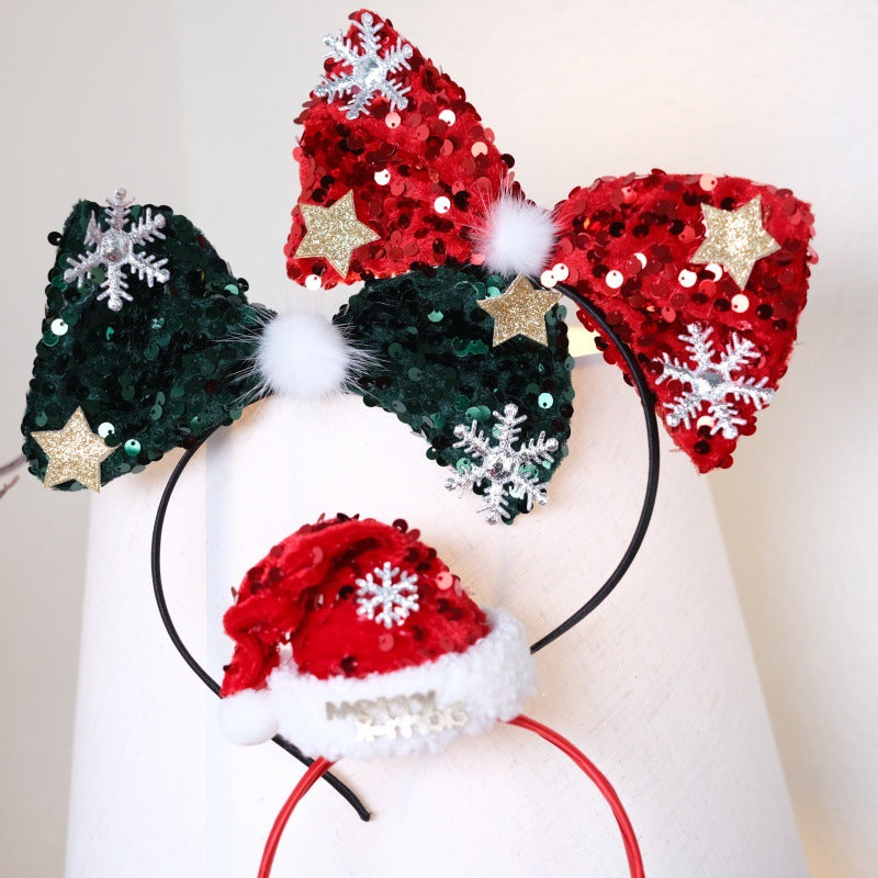 Christmas Sequin Bow Headband | Festive Photo Prop