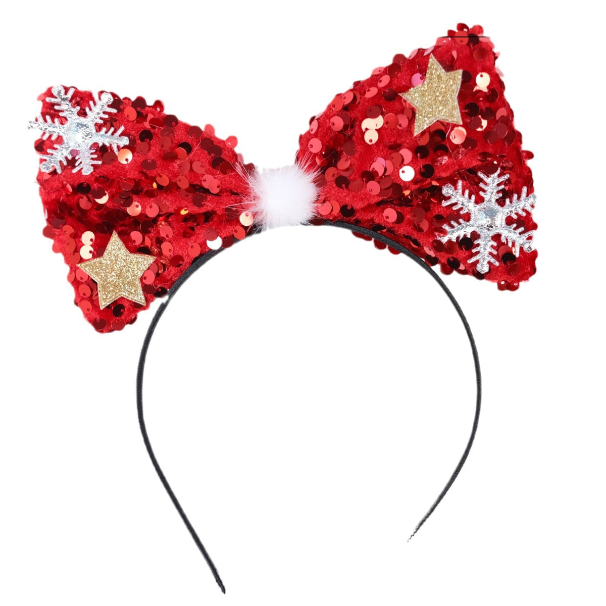 Christmas Sequin Bow Headband | Festive Photo Prop