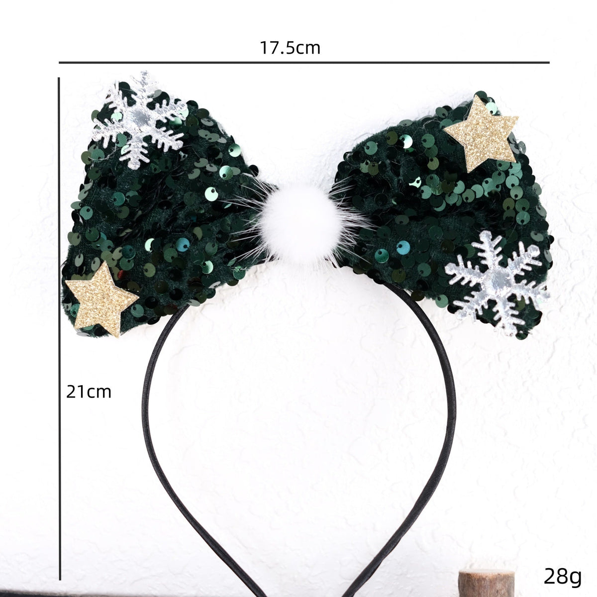 Christmas Sequin Bow Headband | Festive Photo Prop