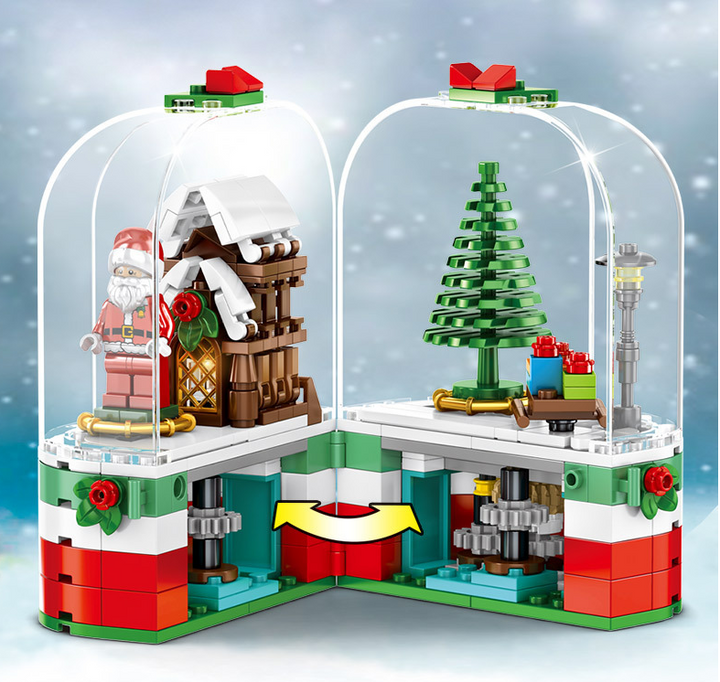 Christmas Building Toy: Rotating Santa House Display